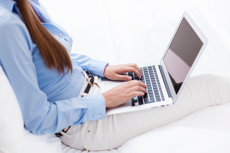 woman working on laptop